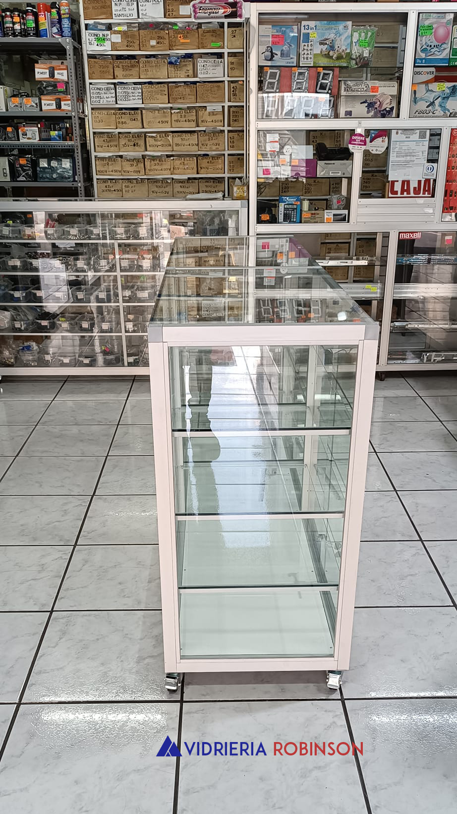 exhibidor vitrinas de aluminio y vidrio